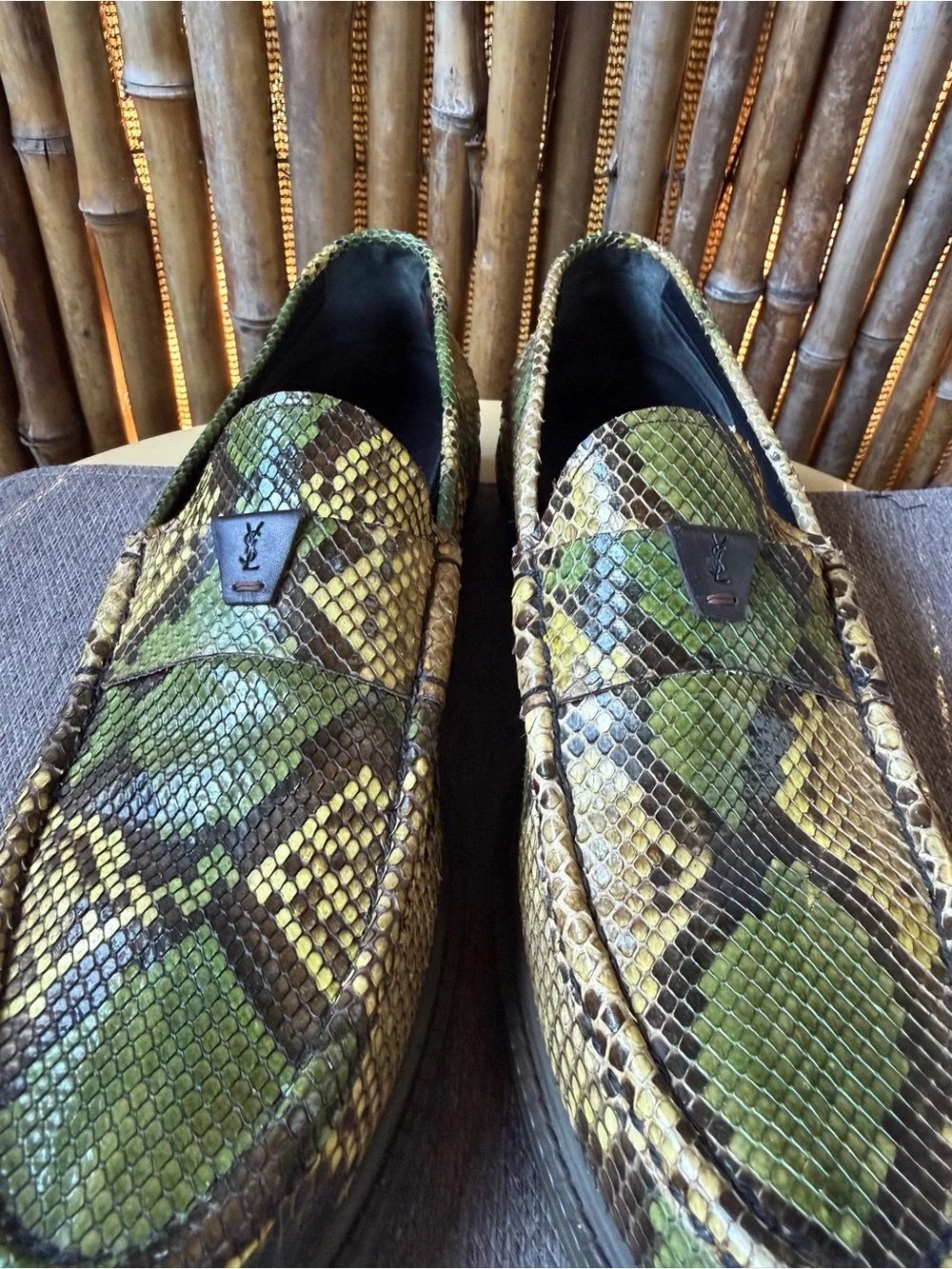 YVES SAINT LAURENT men’s genuine snake skin loafers